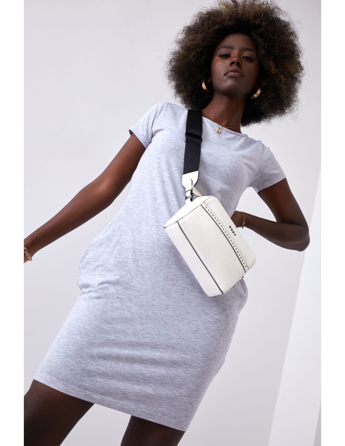 Light gray dress with short sleeves 9967 - Online store - Boutique